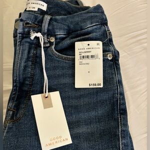 Good American Classic Slim Straight Jeans, Indigo, Size 0/25